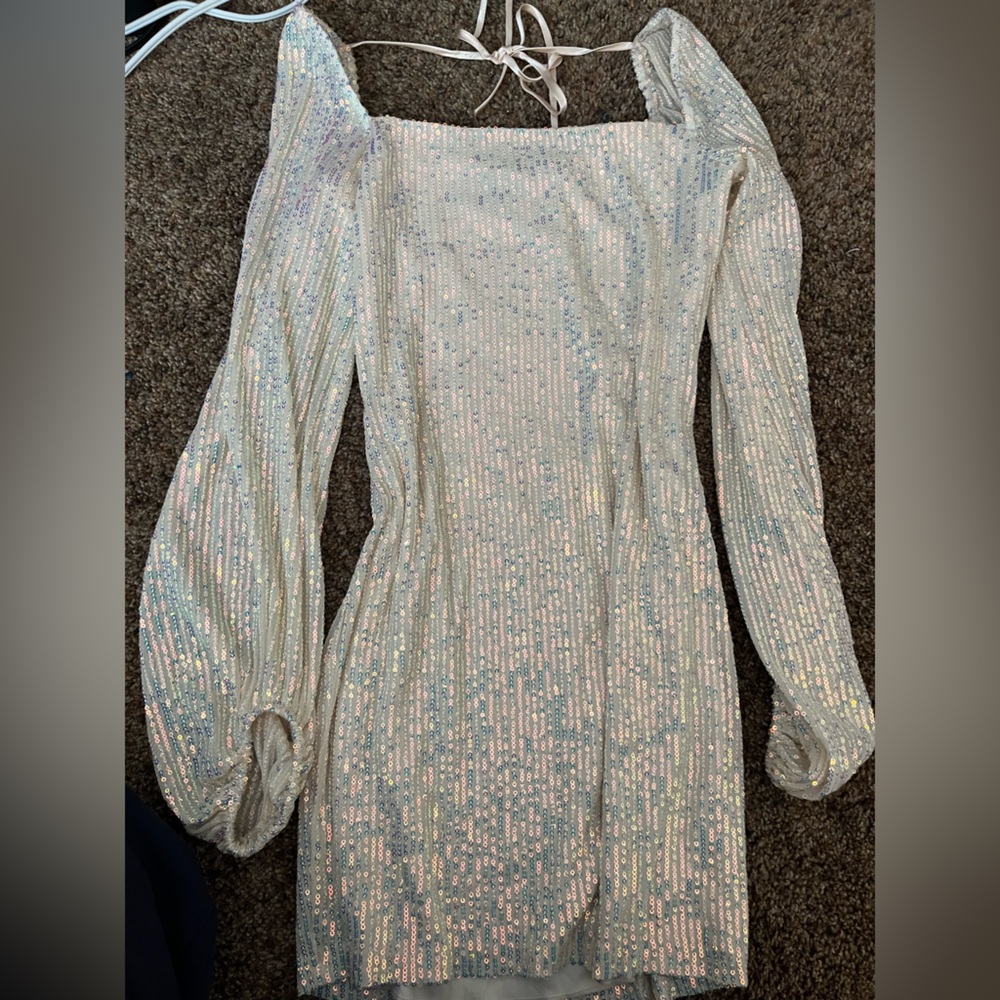 Speechless Iridescent Long Sleeve Dress